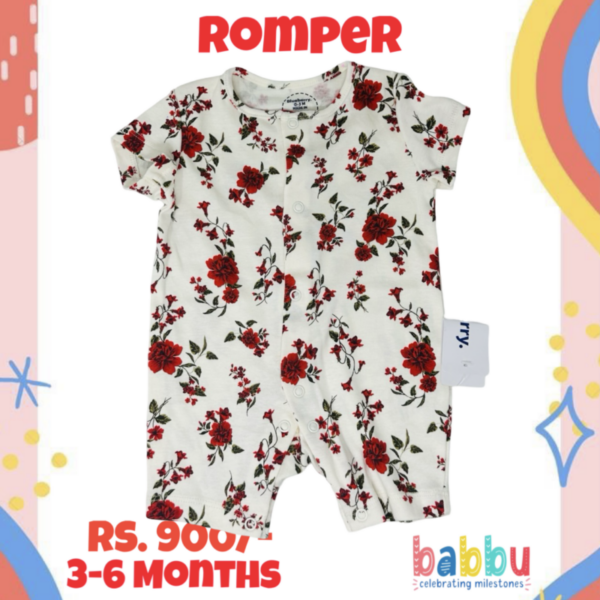 Rompers 0-3 Months - Red Flowers