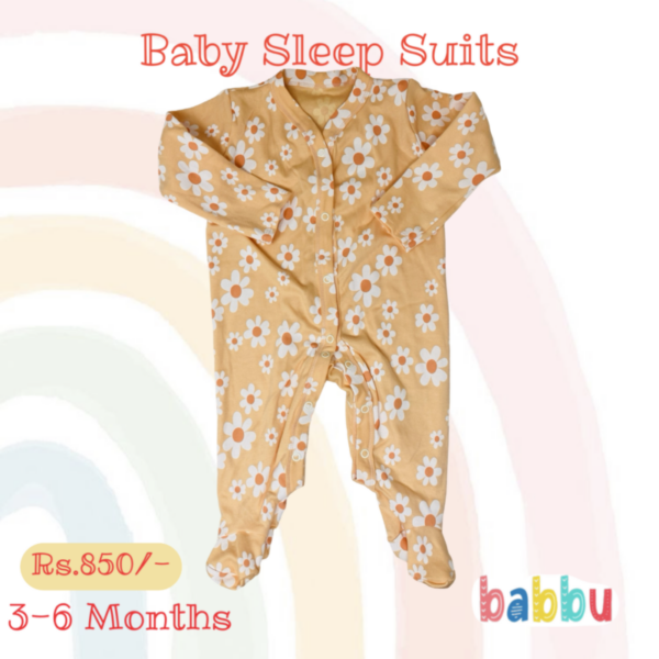 Sleep Suits 3-6 - orange flowers