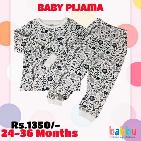 Pijamas Longsleeve 24-36 Months - Black Leaves