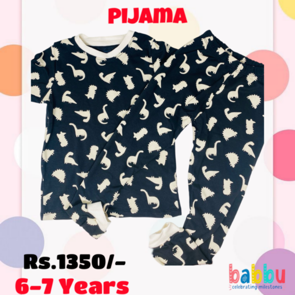 Pijamas Short Sleeve 6-7 Years - Dark Blue Dino