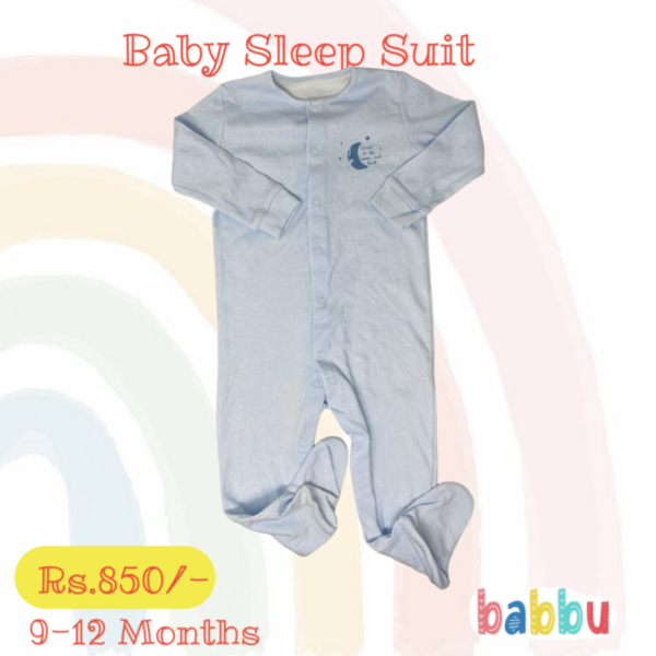 Sleep Suits 9-12 - blue moon