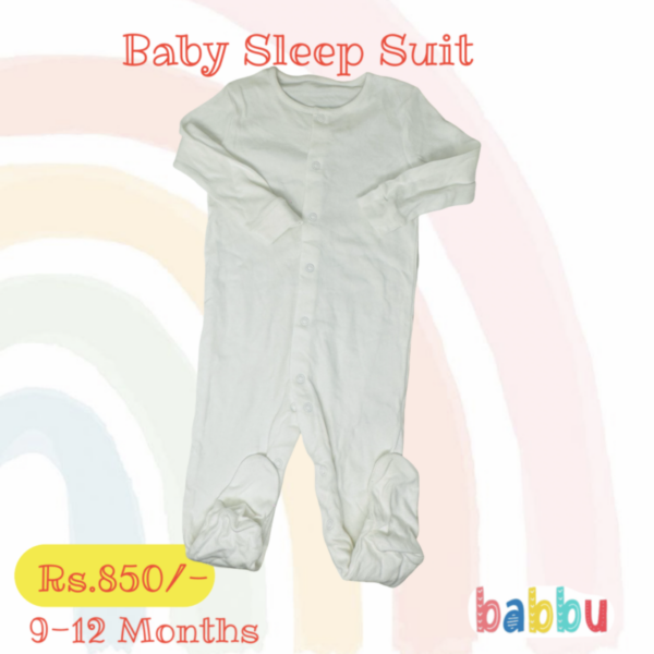 Sleep suits 9-12 Months - Plain White