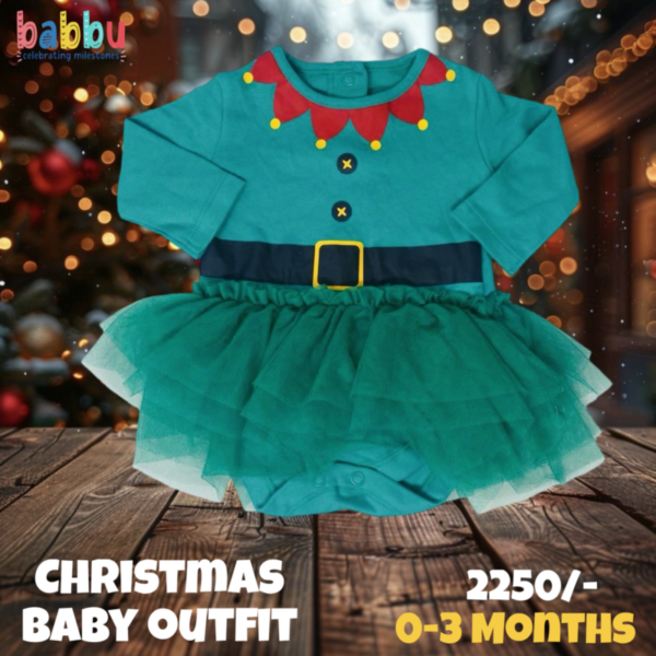 Baby Outfit 0-3 Months - Green Elf Frock