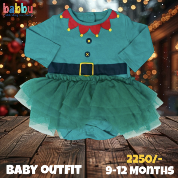 Baby Outfit 9-12 Months - Green Elf Frock