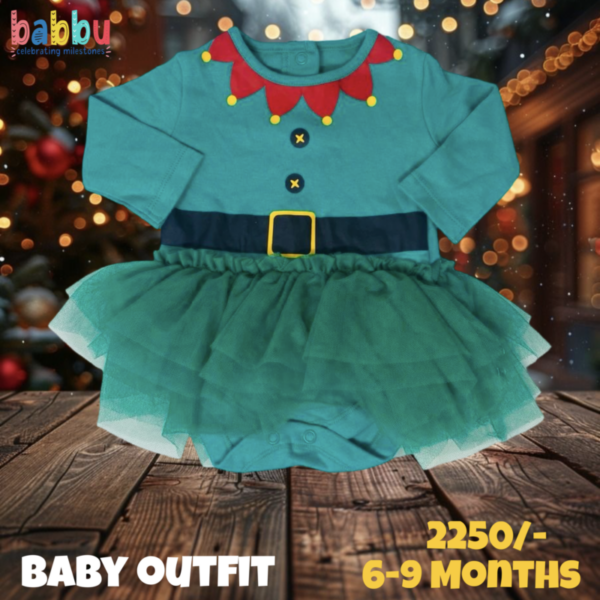 Baby Outfit 6-9 Months - Green Elf Frock