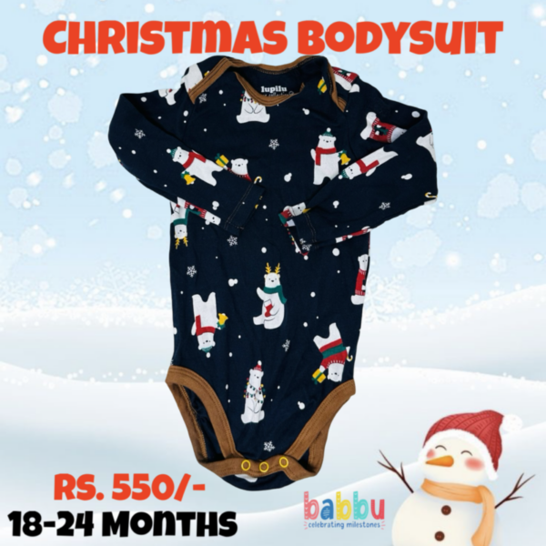 Bodysuits 18-24 - Long Sleeve Dark Blue Polar Bear