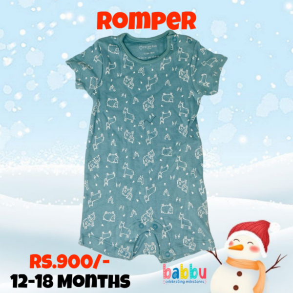 Rompers 12-18 Months - Green Farm Animals