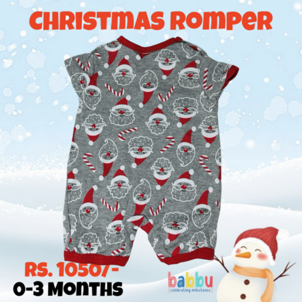 Rompers 0-3 Months - Grey Santa