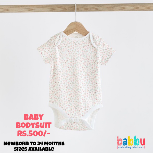 Bodysuit 12-18 Months - Small Pink Leaves