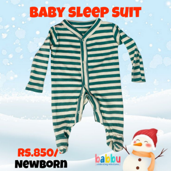 Sleep suits Newborn - Dark Green Stripes