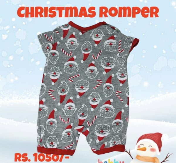 Rompers 6-9 Months - grey santa