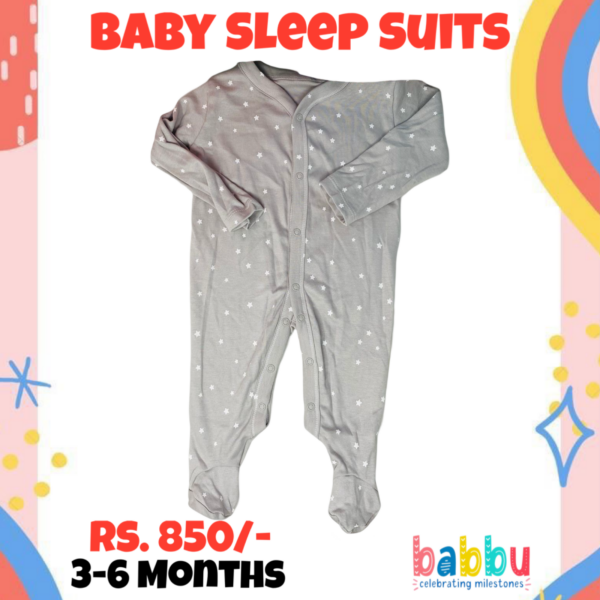 Sleep suits 3-6 Months - Grey with Stars