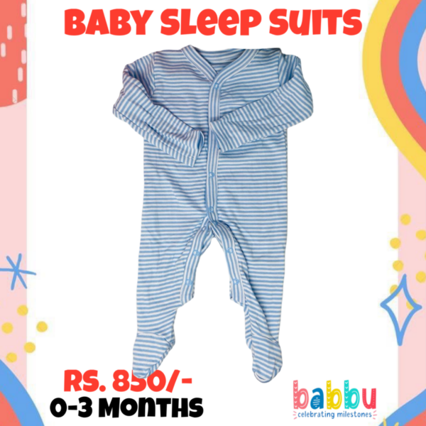 Sleep suits 3-6 Months - Light Blue Stripes