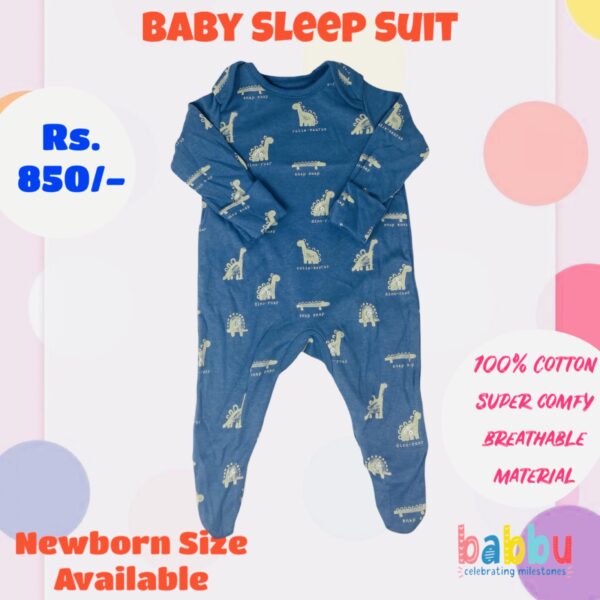 Sleep Suits Newborn - Blue with Dino