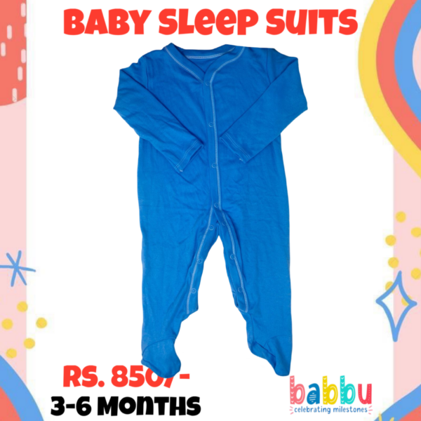 Sleep suits 6-9 Months - Brushed Blue