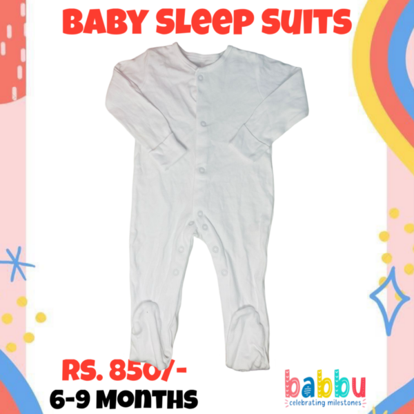 Sleep suits 6-9 Months - Plain White