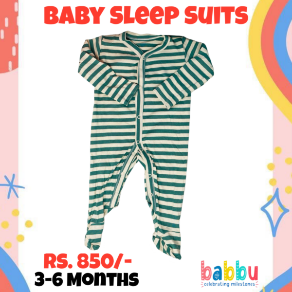 Sleep suits 3-6 Months - Green Stripes