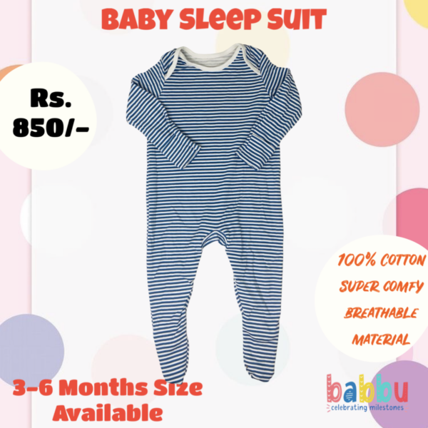 Sleep Suits 3-6 Months - Blue stripes