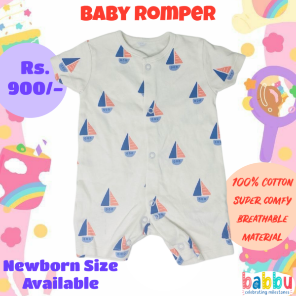 Rompers Newborn - White Sail Boat