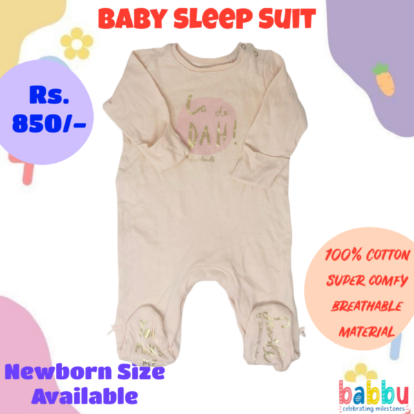 Sleep Suits Newborn - Light Pink with Pink Circle