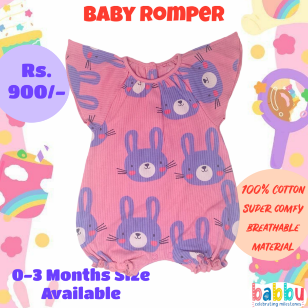 Rompers 0-3 Months - Pink with Purple Bunny