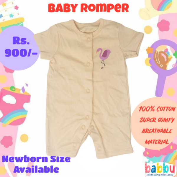 Rompers Newborn - Cream Purple Flemingo