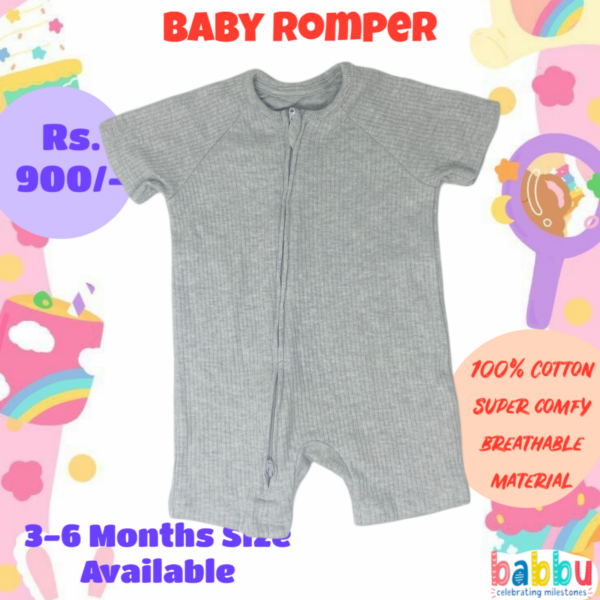 Rompers 3-6 Months - Zipper Grey Textured