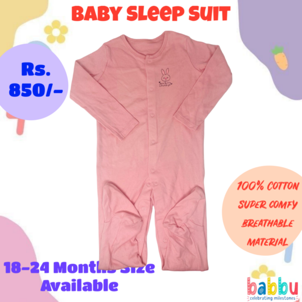 Sleep suits 18-24 Months - Salmon Pink Bunny