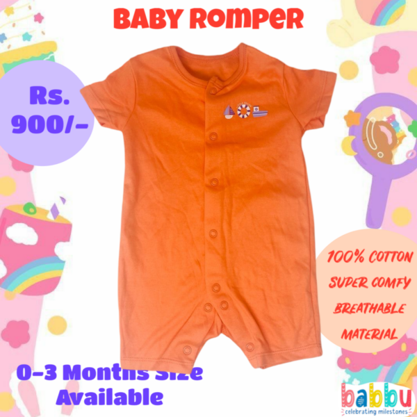 Rompers 0-3 Months - Orange with two Boats and Bouy