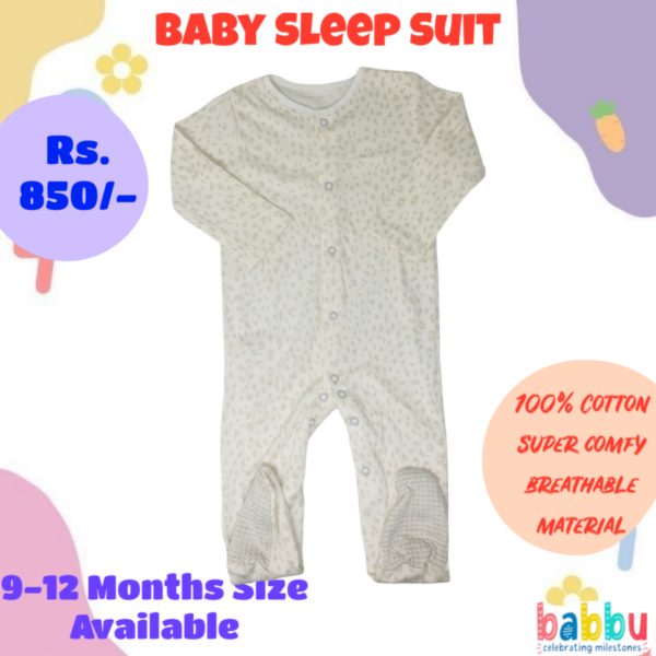 Sleep suits 9-12 Months - Beige Lepard Print