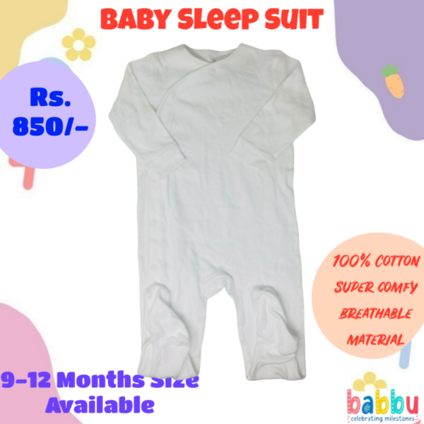 Sleep suits 9-12 Months - White Front Open