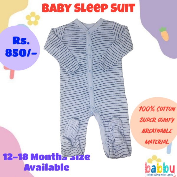 Sleep suits 12-18 Months - Blue Black Stripes