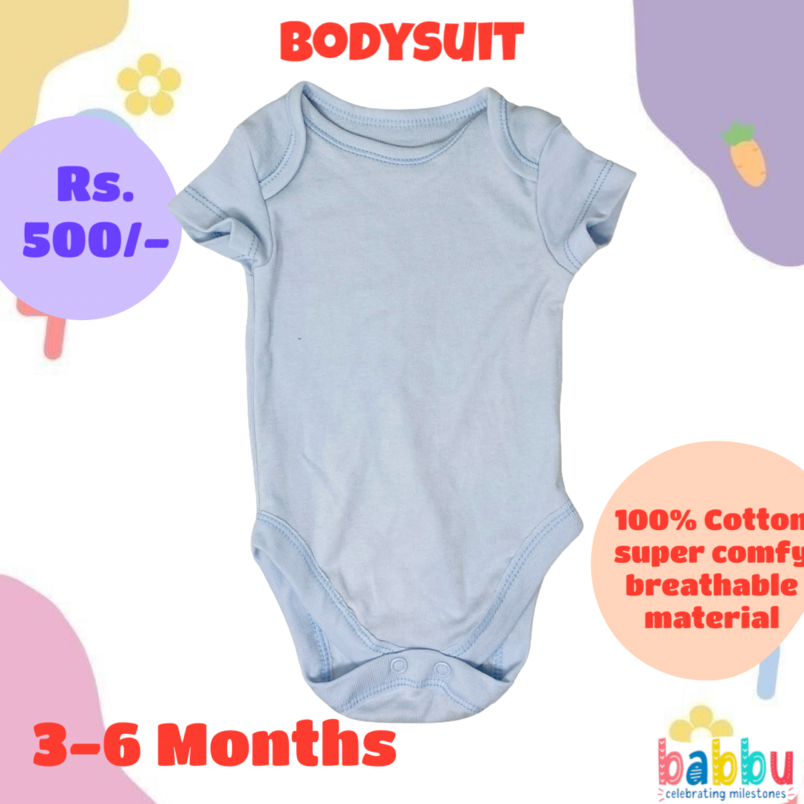 Bodysuits 3-6 Months  - Ice Blue