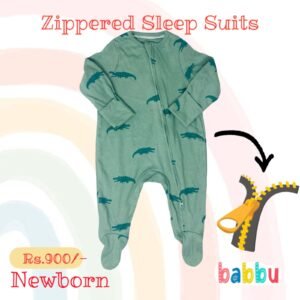 Sleep suits Newborn - Zipper Green Crock
