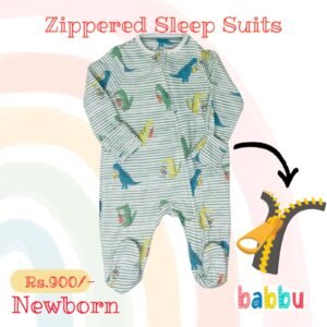 Sleep suits Newborn - Zipper Striped Dinos