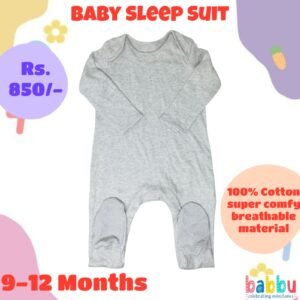 Sleep suits 9-12 Months -  Plain Brushed Grey