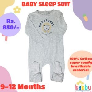 Sleep suits 9-12 Months -  Grey Bear Face