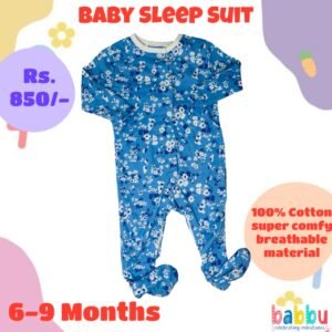 Sleep suits 6-9 Months -  Blue Flowers