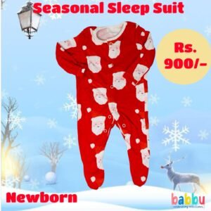 Zipper Sleep suits Newborn Months - Red Santa