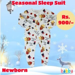 Zipper Sleep suits Newborn Months - White Raindeer