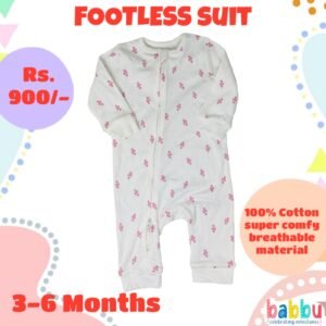 Footless suits 3-6 Months - Pink Flowers
