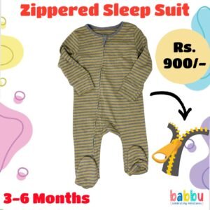 Zipper Sleep suits 3-6 Months - Grey and Brown Stripes