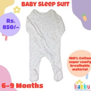 Sleep Suits 6-9 Months - Pink Tiny Flowers