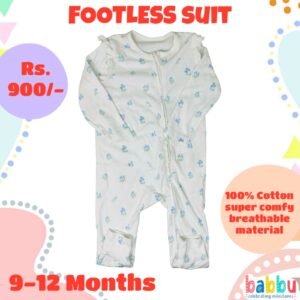 Footless suit 9-12 Months - Blue Flowers