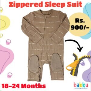 Zipper Sleep suits 18-24 Months - Textured Brown Made of Stardust Print