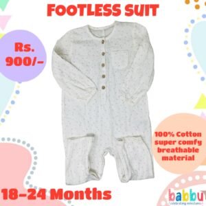Footless suit 18-24 Months - Grey Stars with Buttons