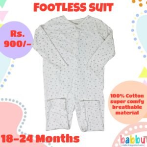 Footless suit 18-24 Months - White Grey Stars