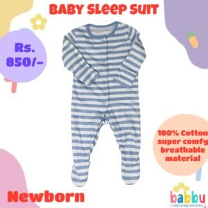 Sleep suits Newborn - White and Light Blue Stripes