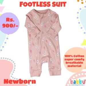 Footless suits Newborn - Pink with Flowers