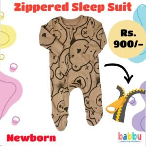 Zipper Sleep suits Newborn - Brown Bear Face